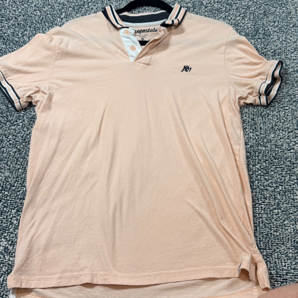 Aeropostale Mens Pink A87 Embroidered Cotton Polo Shirt Medium